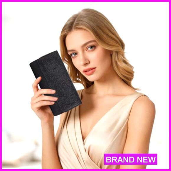 Evening Clutch Purse with Detachable Chain, Envelope Style Handbag - Picture 2 of 7